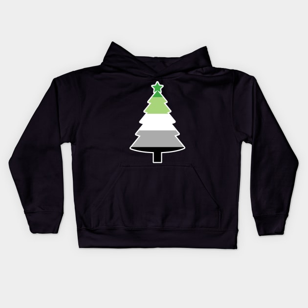 Christmas Tree LGBT Flag Aromantic Kids Hoodie by aaallsmiles